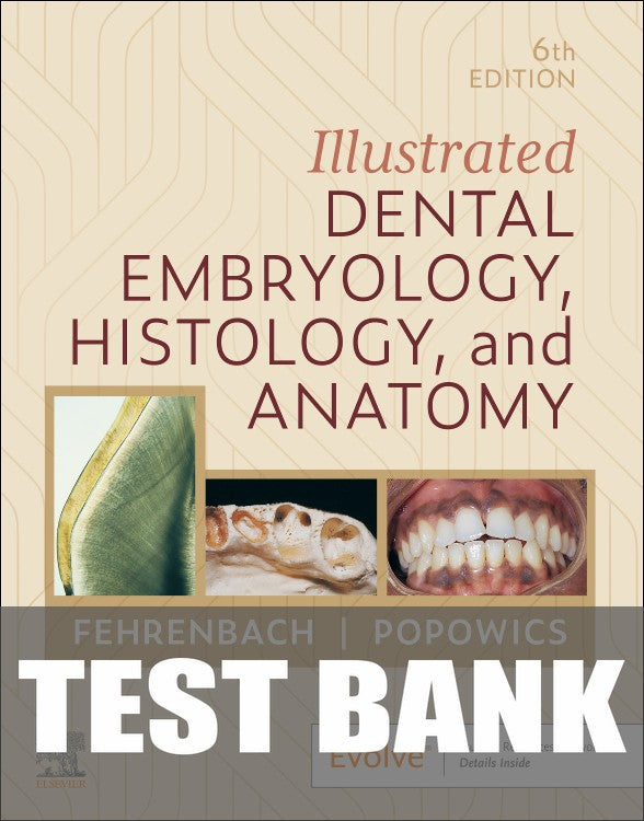Test Bank for Illustrated Dental Embryology, Histology and Anatomy 6th Edition by Margaret J. Fehrenbach