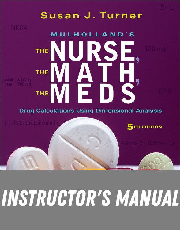 Instructor Manual for The Nurse, The Math, The Meds 5th Edition by Susan Turner