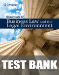 Test Bank for Essentials of Business Law and the Legal Environment 14th Edition by Richard A. Mann