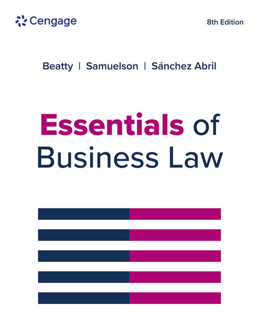 Test Bank for Essentials of Business Law 8th Edition by Jeffrey F. Beatty