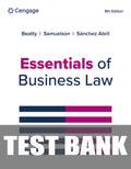 Test Bank for Essentials of Business Law 8th Edition by Jeffrey F. Beatty