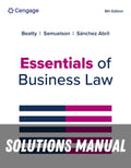 Solutions Manual for Essentials of Business Law 8th Edition by Jeffrey F. Beatty
