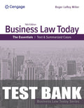 Test Bank for Business Law Today - The Essentials: Text & Summarized Cases 14th Edition by Roger LeRoy Miller