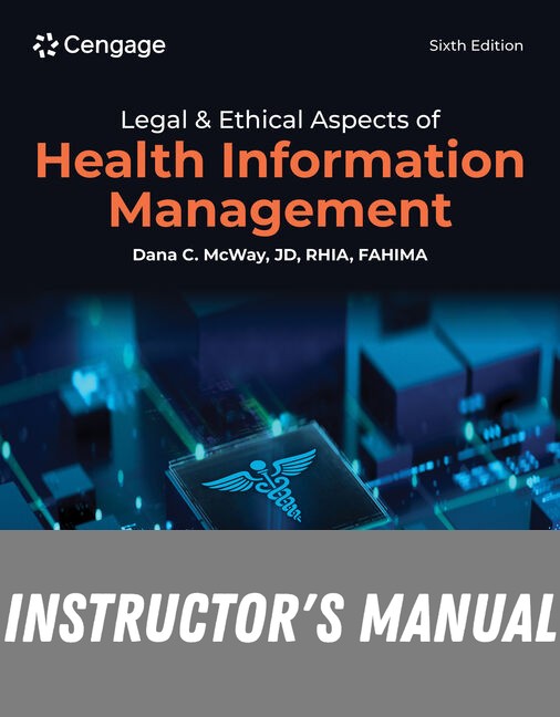 Instructor Manual for Legal & Ethical Aspects of Health Information Management 6th Edition by Dana C. McWay