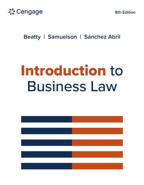 Test Bank for Introduction to Business Law 8th Edition by Jeffrey F. Beatty