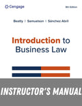 Instructor Manual for Introduction to Business Law 8th Edition by Jeffrey F. Beatty
