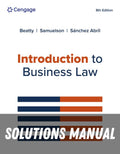 Solutions Manual for Introduction to Business Law 8th Edition by Jeffrey F. Beatty