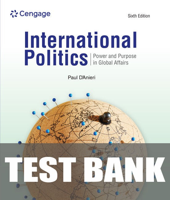 Test Bank for International Politics: Power and Purpose in Global Affairs 6th Edition by Paul D'Anieri