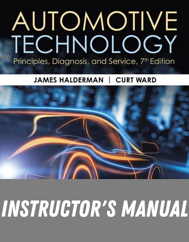 Instructor Manual for Automotive Technology: Principles, Diagnosis, and Service 7th Edition by James Halderman