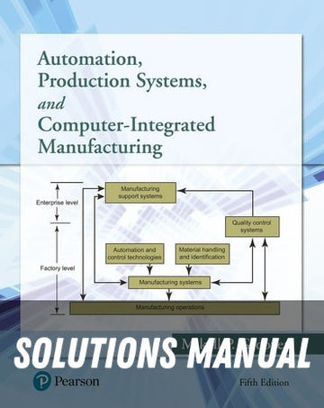 Solutions Manual for Automation, Production Systems, and Computer-Integrated Manufacturing 5th Edition by Mikell P. Groover