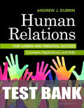 Test Bank for Human Relations for Career and Personal Success: Concepts, Applications, and Skills 11th Edition by Andrew J. DuBrin