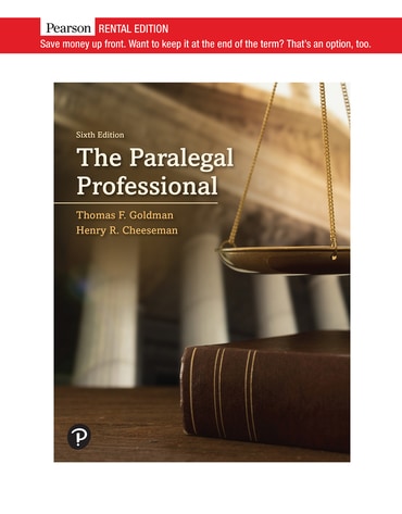 Test Bank for The Paralegal Professional 6th Edition by Thomas F. Goldman