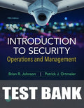 Test Bank for Introduction to Security: Operations and Management Operations and Management 5th Edition by Brian R. Johnson
