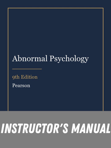 Instructor Manual for Abnormal Psychology 9th Edition