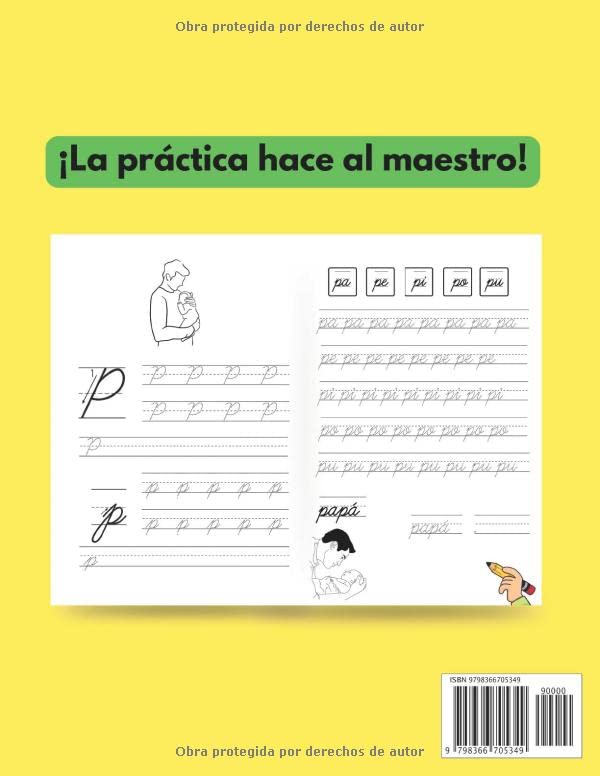 Caligrafía En Cursiva Inicial: Libro para aprender a repasar y a escribir letras, palabras y oraciones; cuaderno de trabajo para afianzar l