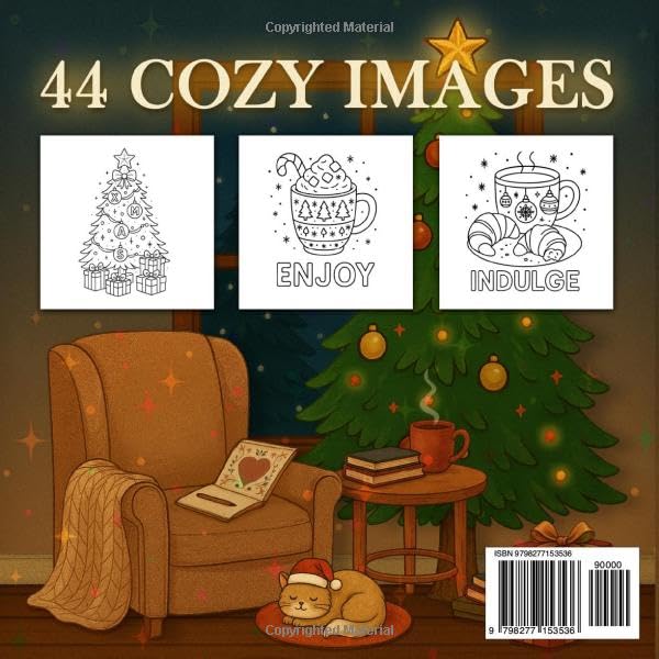 Cozy Life Coloring Book for Young Girls and Adults: Cute, Bold & Easy Cozy Christmas Coloring Pages with Affirmations for Relaxation & Holi