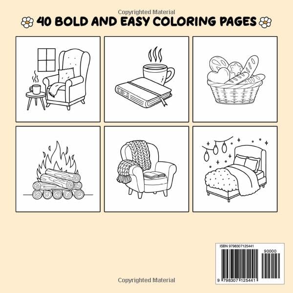Cozy Evening Bold & Easy Coloring Book: Featuring Animals, Landscape, Flowers, Cute Things I Relaxation for Adults and Teens