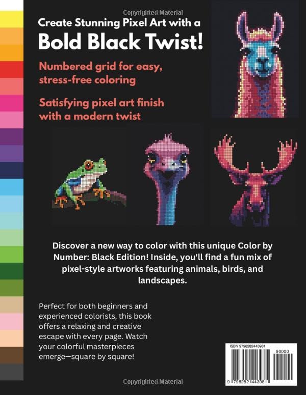 100 Mystery Mosaics Color By Numbers For Adults: Large Print Unique Pixel Art Coloring Book | Black Edition