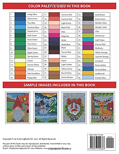Christmas Mosaic Squares Color By Number: 30 Mystery Pixel Art Coloring Book for Adults 5*5 mm sections.