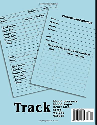 Vital Signs Log book: Notebook Track blood pressure, blood sugar, heart rate, temp, weight or oxygen: Medical log book helps those vision .