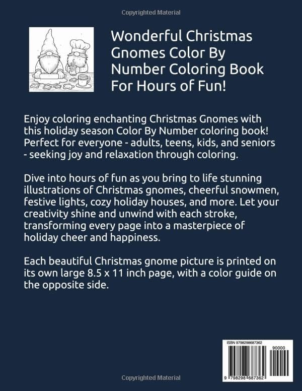 Christmas Gnomes Color By Number Coloring Book: Cute Christmas Winter Season Gnomes Coloring Book For Adults, Seniors & Kids