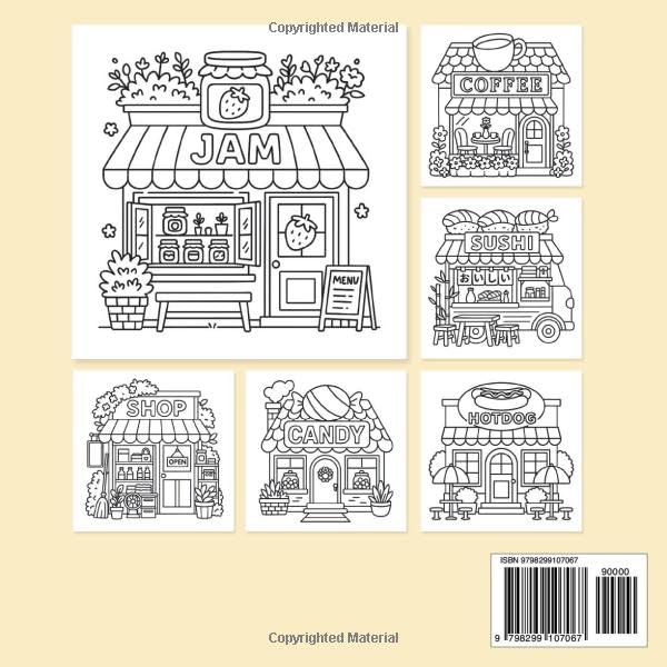 Cozy Shop: Coloring Book for Adults and Teens Featuring Cute Storefront Scenes with Easy and Cozy Designs for Relaxation
