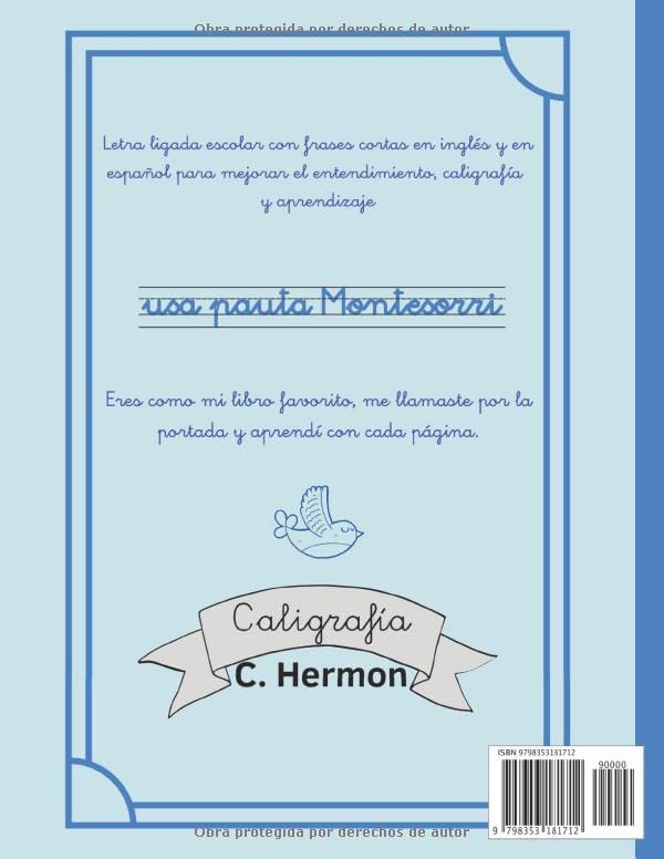 CALIGRAFÍA BILINGÜE EN INGLES - ESPAÑOL EN BLANCO Y NEGRO.