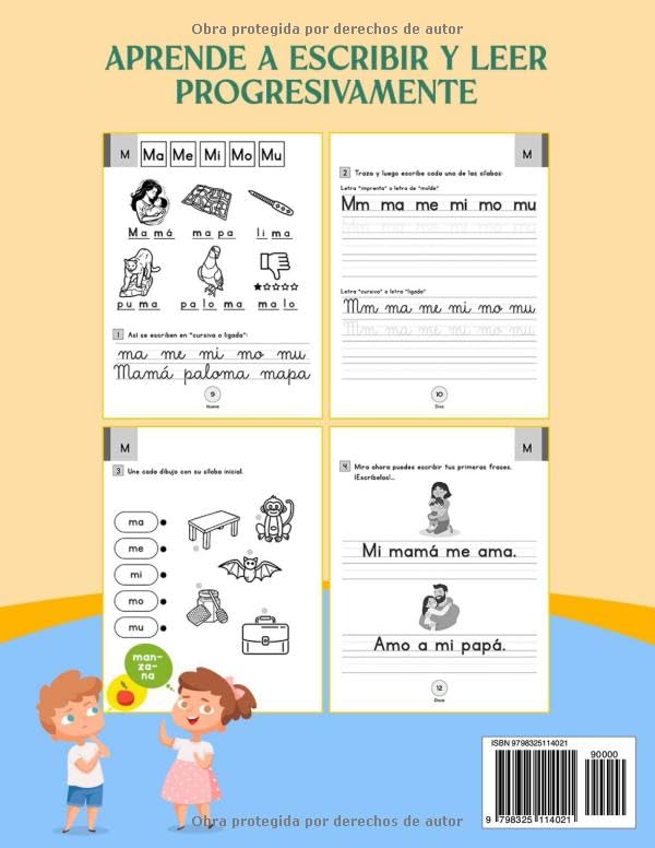 Aprender a Leer y Escribir en Español: Cuaderno de caligrafía para niños - Aprender a leer español para niños - Sílabas para aprender a lee