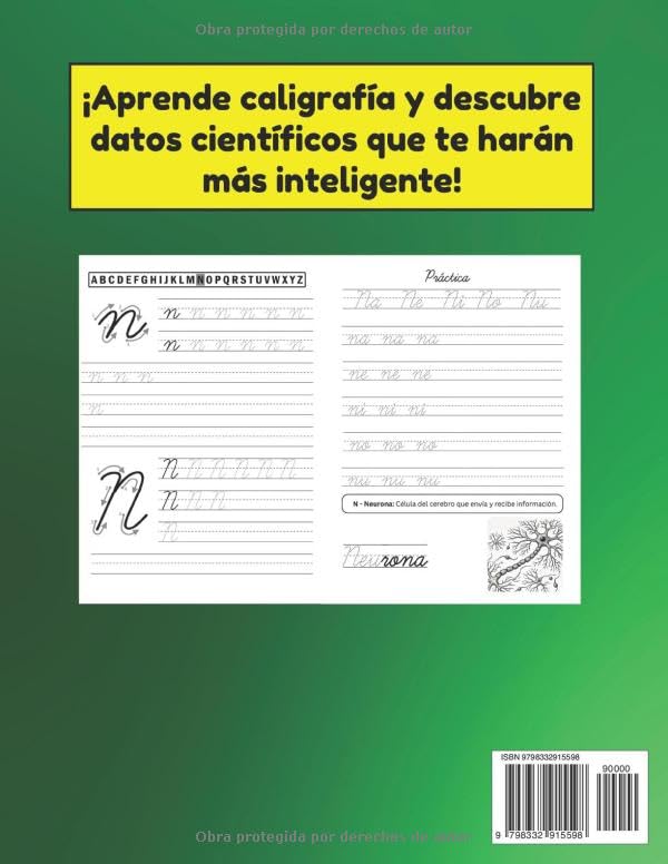CaligrafÍa para Niños: Cuaderno de Caligrafia para Niños con Datos Interesantes y Científicos en español para aprender e inicial a leer