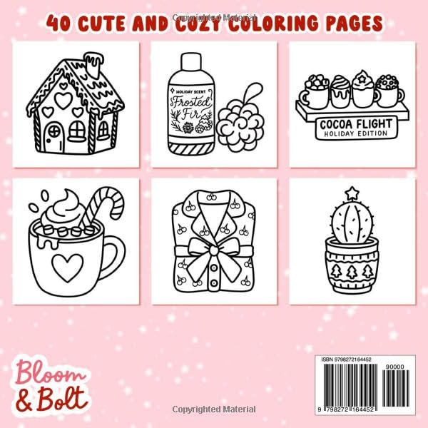 Cozy Christmas Bold & Easy Coloring Book: 40 Festive & Cute Pages for Relaxation and Fun Featuring Hot Cocoa, Ornaments, Cookies, Presents