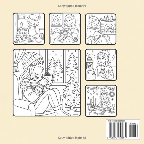 Comfy Christmas Girl: Hygge Christmas Coloring Book for Adults & Teens — +45 Wholesome girl moments to Spark Joy/stress relief
