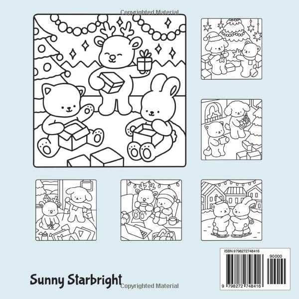Cozy Friends Christmas Cozy & Cute Coloring Book: Coloring Book For Adults & Teens Featuring Comfy Holiday Scenes