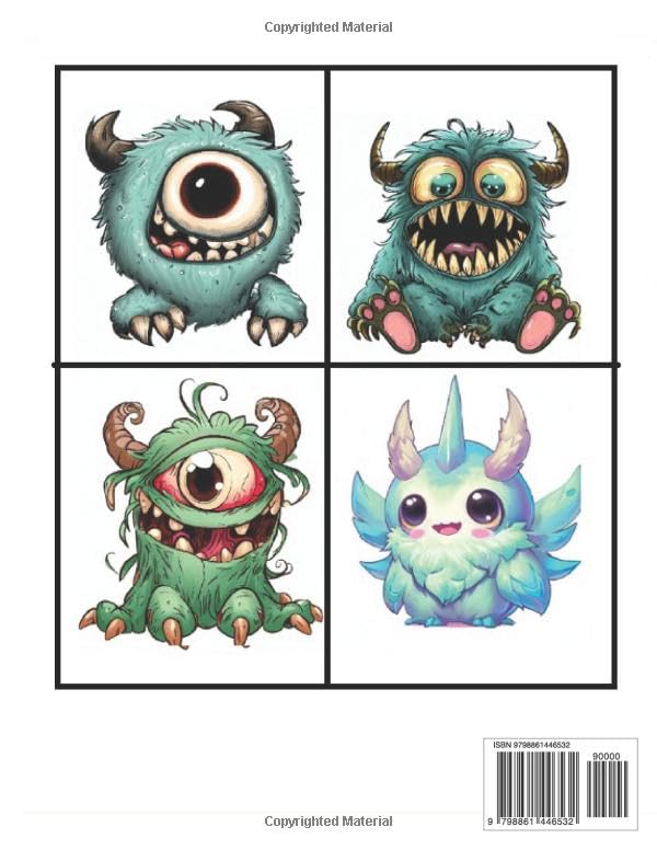 Adorable Creepy Cute Monsters Coloring Book: 55 Miniature Monsters for Adults Teens and Kids for Stress Relief and Relaxation