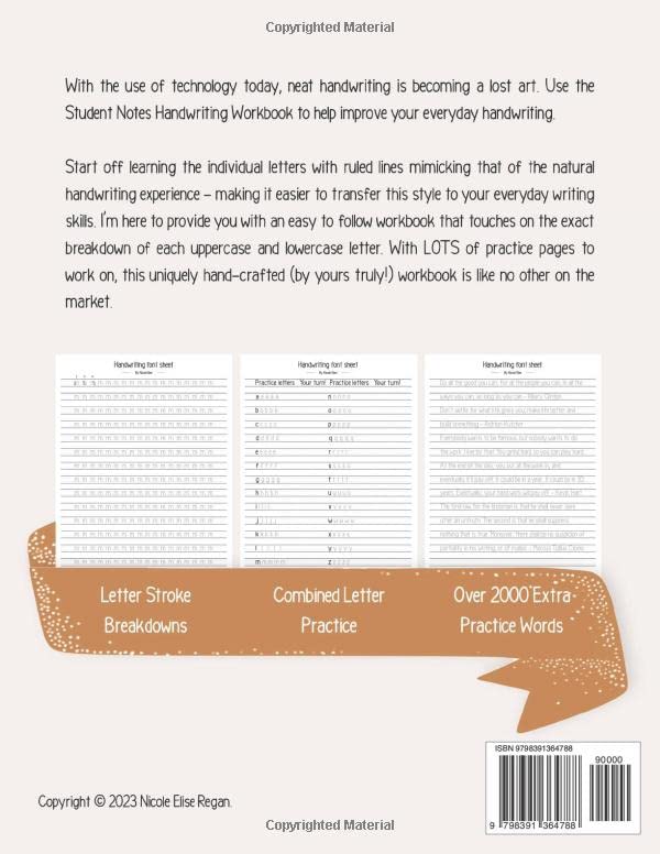 Student Notes Handwriting Workbook for Adults and Teens: A Booklet to Help Improve Your Penmanship and Lettering Skills