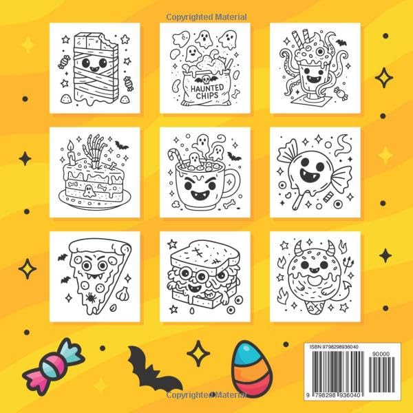 Spooky Snacks Coloring Book: Creepy-Cute Halloween Treats to Color for Relaxation and Stress-Relief Coloring Pages for All Ages