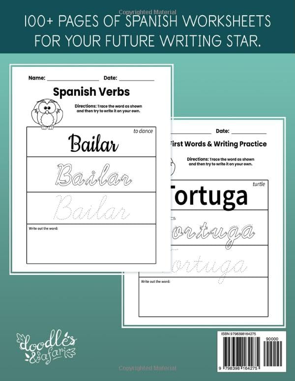 The Spanish Cursive Handwriting Workbook for Kids: Bilingual Language Learning and Writing Workbook for Kindergarten, 1st, 2nd, 3rd and 4th
