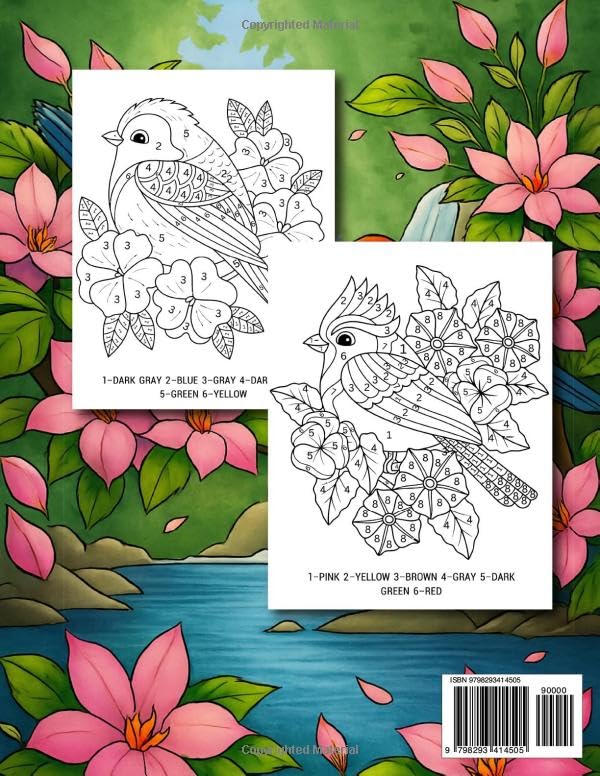 2025 New Color By Number Adult Coloring Book: Easy Color By Number Adults Coloring Book Featuring Flowers, Birds, Autumn Scenes