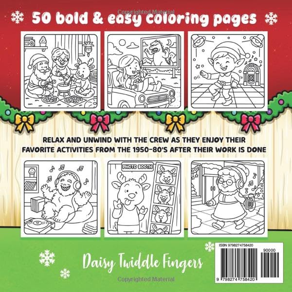 Christmas Crew Unplugged - A Nostalgic Bold & Easy Christmas Coloring Book: Perfect for Stress and Anxiety Relief for Adults and Teens