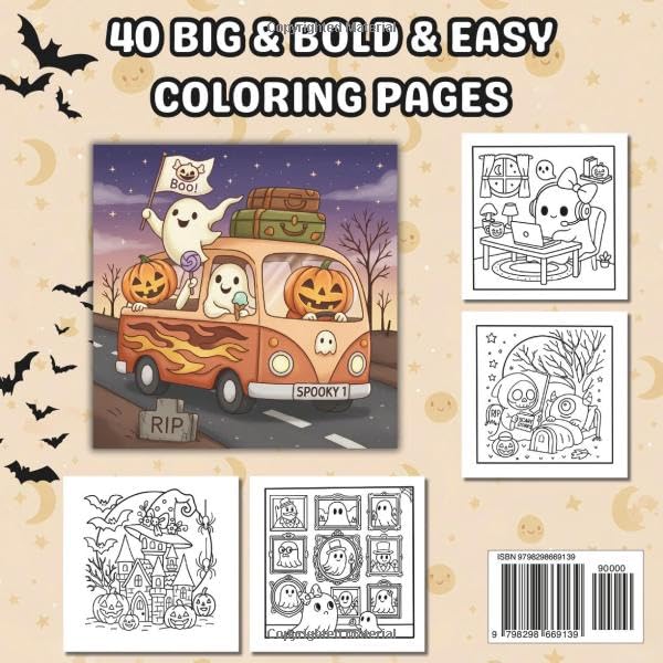 Spooky Sweetie: Cozy and Cute Halloween Coloring Fun with Ghosts, Witches, and Pumpkins for Kids and Families