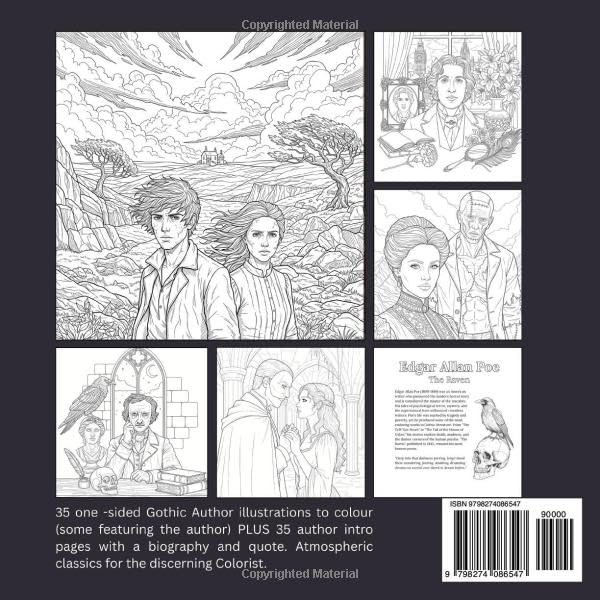 Classic Gothic Literature: Adult Coloring Book Cursed Pages Volume 4: Edgar Allan Poe, Mary Shelley, Bram Stoker and More