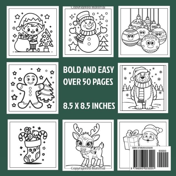 Bold, Easy, And Cute Christmas Coloring Book: For Kids & Adults | Family Holiday Fun & Relaxation For Everyone | Great Gift Idea