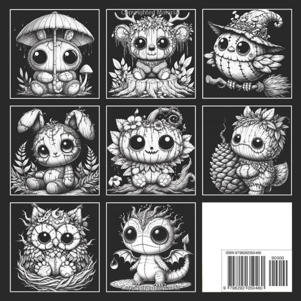 Adorable Creepy Monsters Coloring Book: A Cute and Spooky Black Background Coloring Book for Adults Featuring Whimsical Forest Creatures