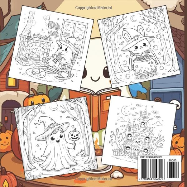 Spooky Cozy Coloring Book: Cute & Simple Designs for Adults and Teens | Adorable Characters, Creepy Creatures & Cozy Hygge Scenes for Relax