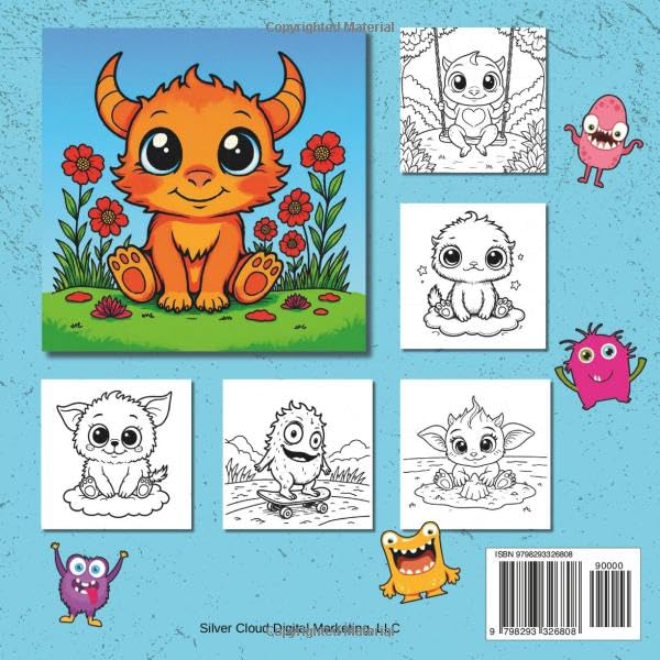 Adorable Creepy Baby Monster Coloring Book For Kid and Teens. Bold and Easy for Relaxation, Stress Relief. Fantasy Mini Monsters
