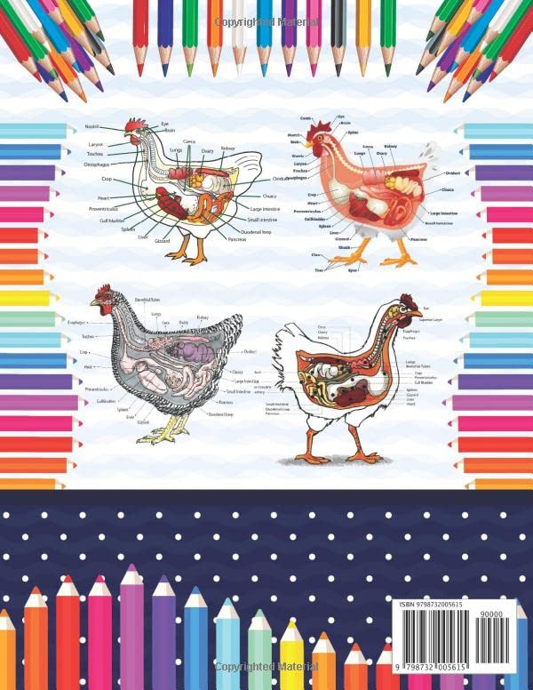 Chicken Anatomy Coloring Book: Animals Physiology Self-Quiz Color Workbook for Studying and Relaxation |