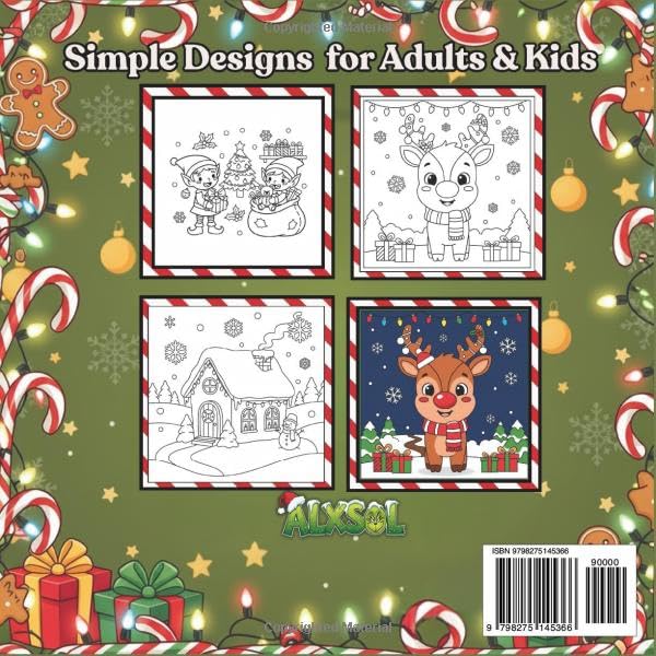 COLORING MY CHRISTMAS – 130 Pages Stress-Relief Coloring Book: Simple & Bold Holiday Designs for Adults & Kids