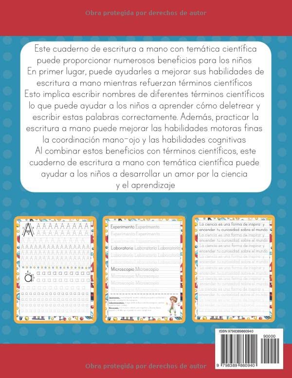 Caligrafía En Imprenta Para Niños Edades 8 y Más Con Tema de Ciencia: Cuaderno Para Escribir Letras, Palabras y Frases