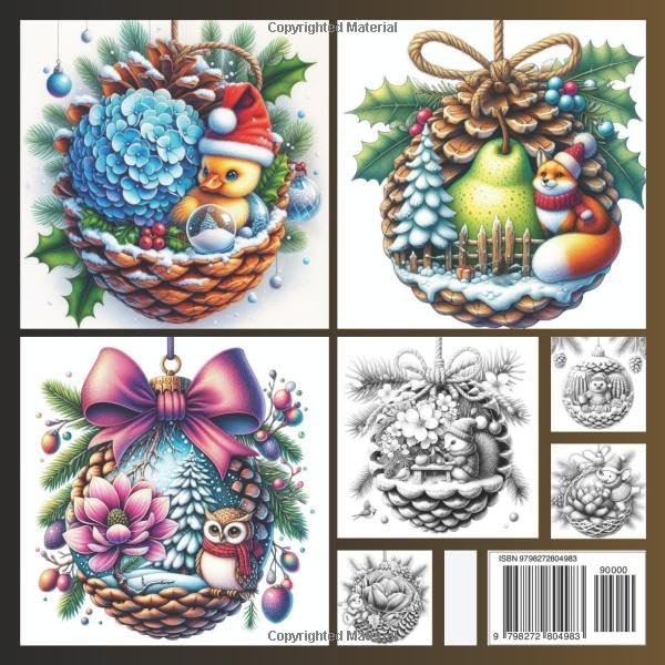 Christmas Ornament 2 Coloring Book: Whimsical Holiday Ornaments with Cute Animals, Cozy Winter Scenes, and Festive Details for Adults to Re