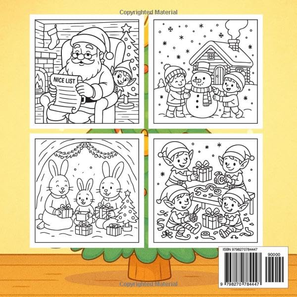 Cozy Christmas: Easy and Funny Coloring Book for Adults and Kids