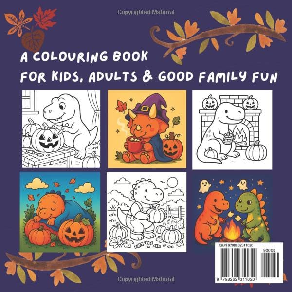 Cozy Dino Halloween: Bold and Easy Spooky Coloring Book for Kids, Teens, and Adults